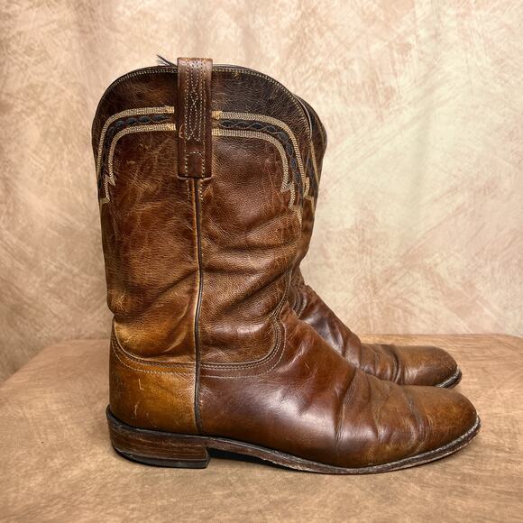 Vintage 90s Lucchese 2000 Leather Western Boots Embroidered Cowboy Rodeo Y2K main image 6